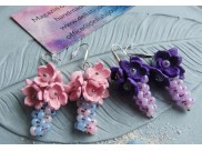 CERCEI HANDMADE SAKURA MOV SI LILA - FLORI SI MARGELE (COD1435)